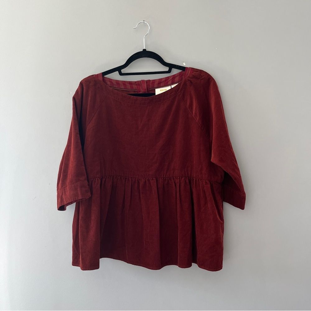 Anthropologie - Maeve Maria babydoll button back blouse oversized corduroy small